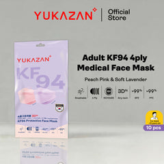 Yukazan Adult KF94 Lavender & Peach Protective Respirator Face Mask (10 Pcs/Pack)