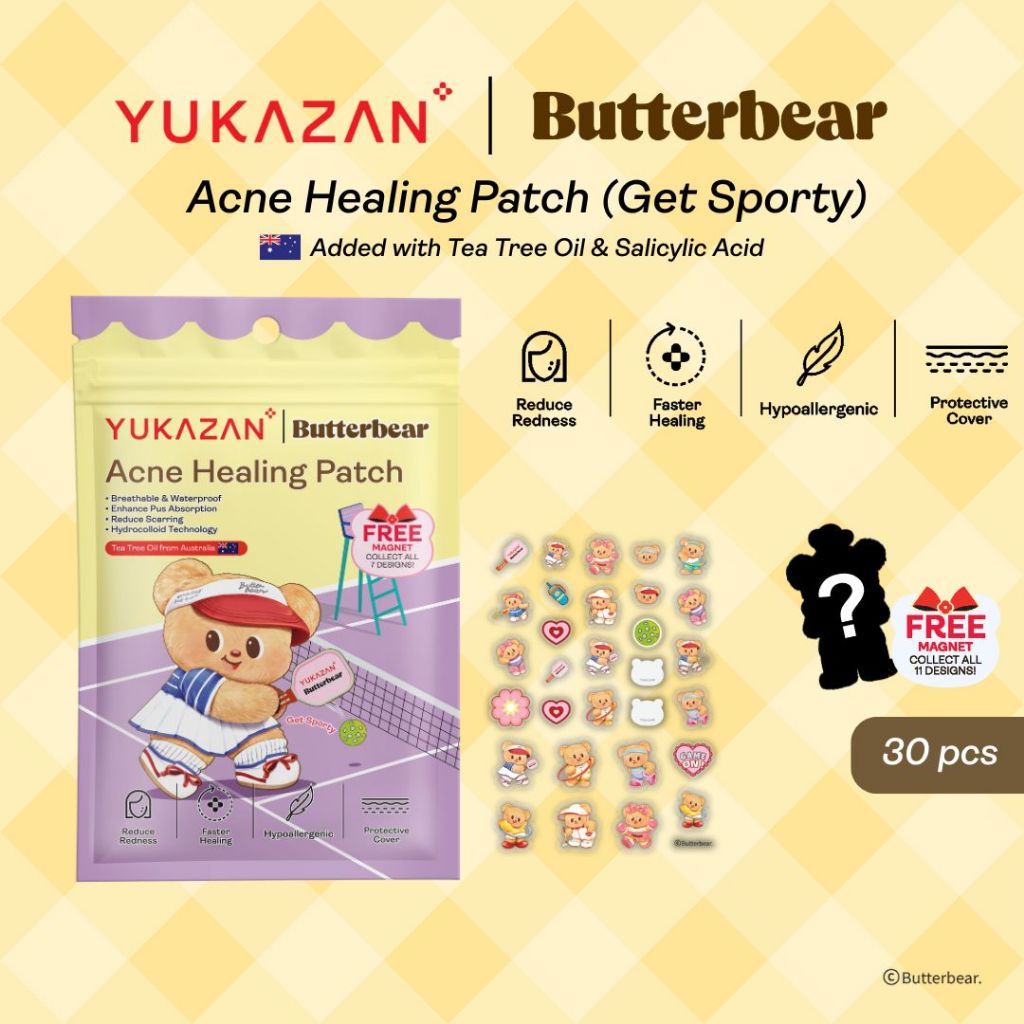 【Yukazan x Butterbear】 Hydrocolloid Acne Healing Patch 30's Pimple Patch