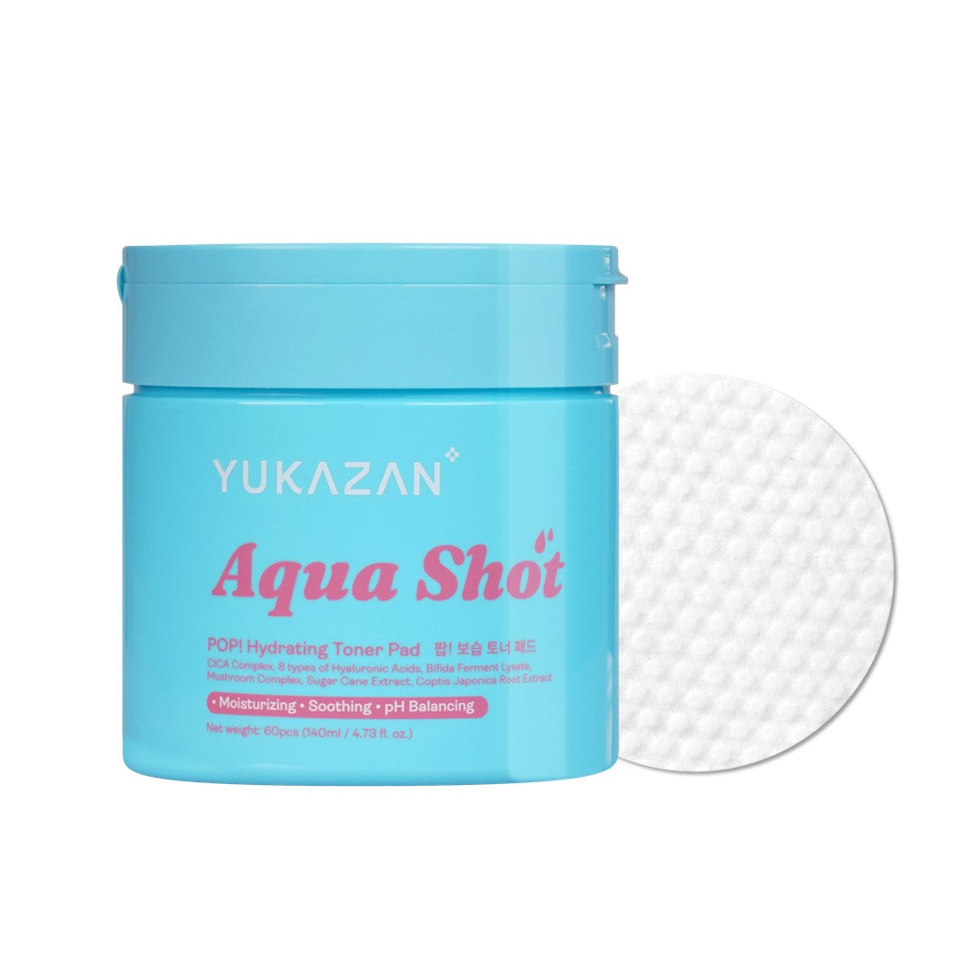 Yukazan POP! Aqua Shot Hydrating Toner Pad 60's - Soothing, Moisturizing, pH Balancing - Skincare, Face