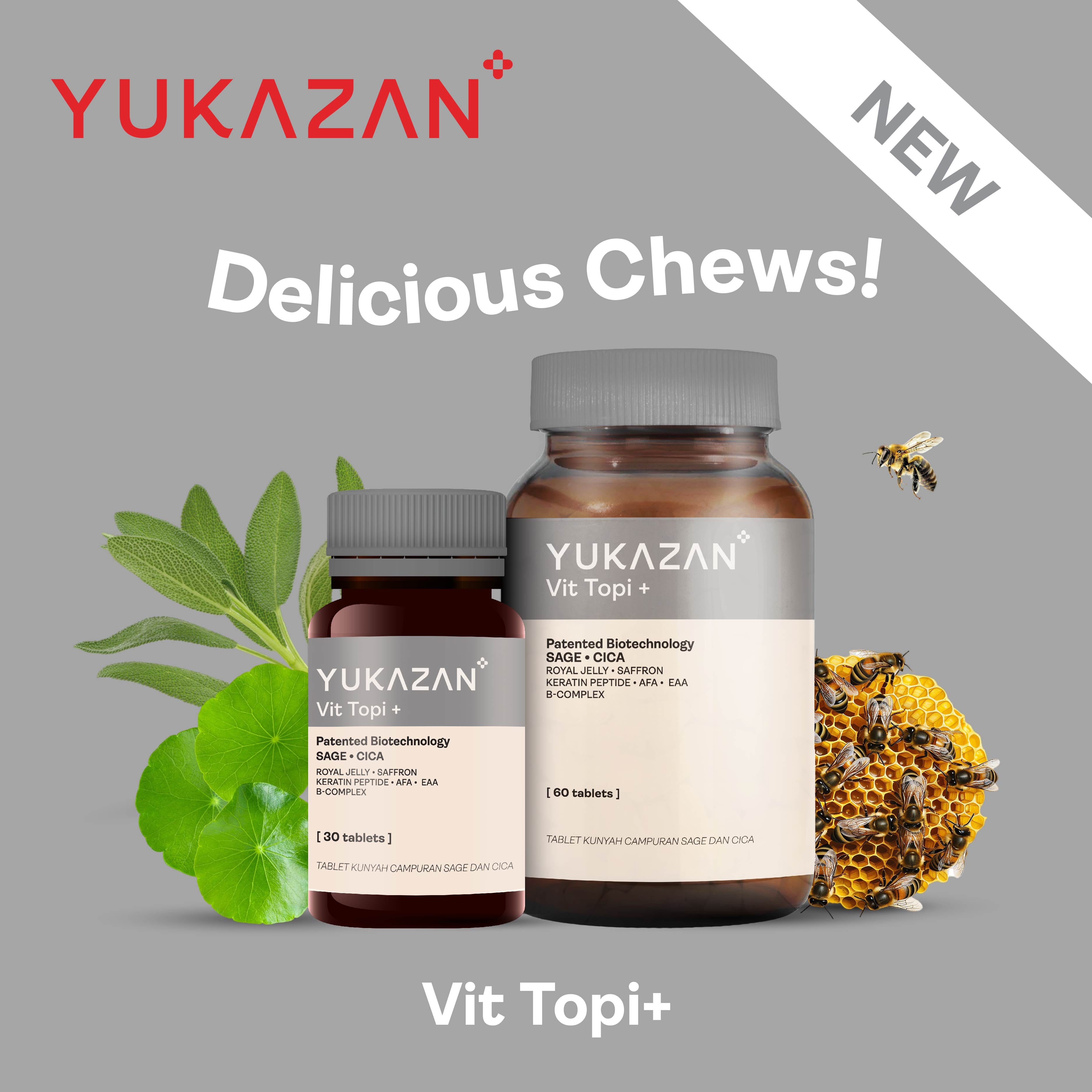 Yukazan Vit Topi+ 60's Hair Growth Chewable Supplement/ Healthy Hair Scalp / Anti Hair Loss / Hair Growth