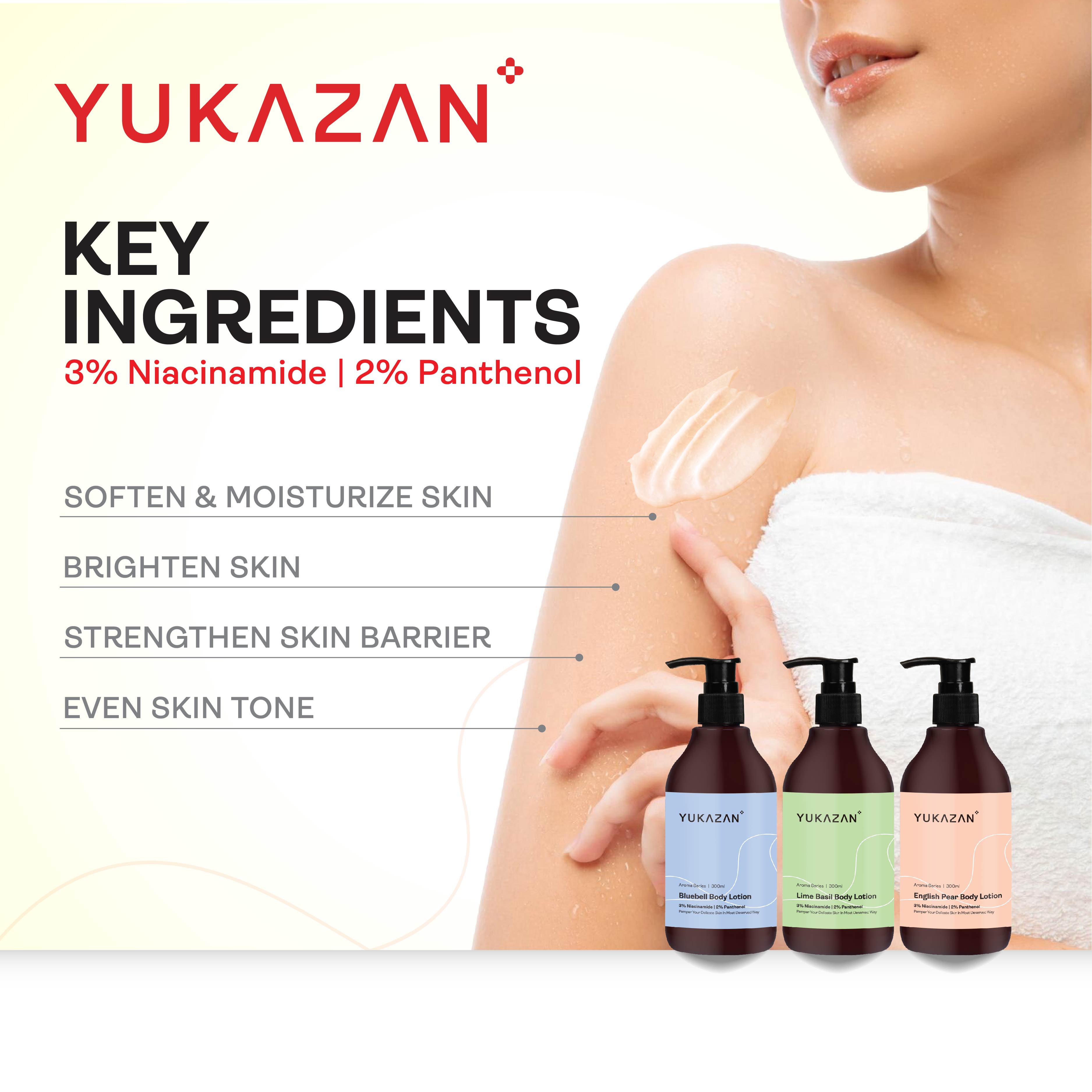 Yukazan English Pear Body Lotion 300ml - Daily Moisturizing Brightening Body Lotion