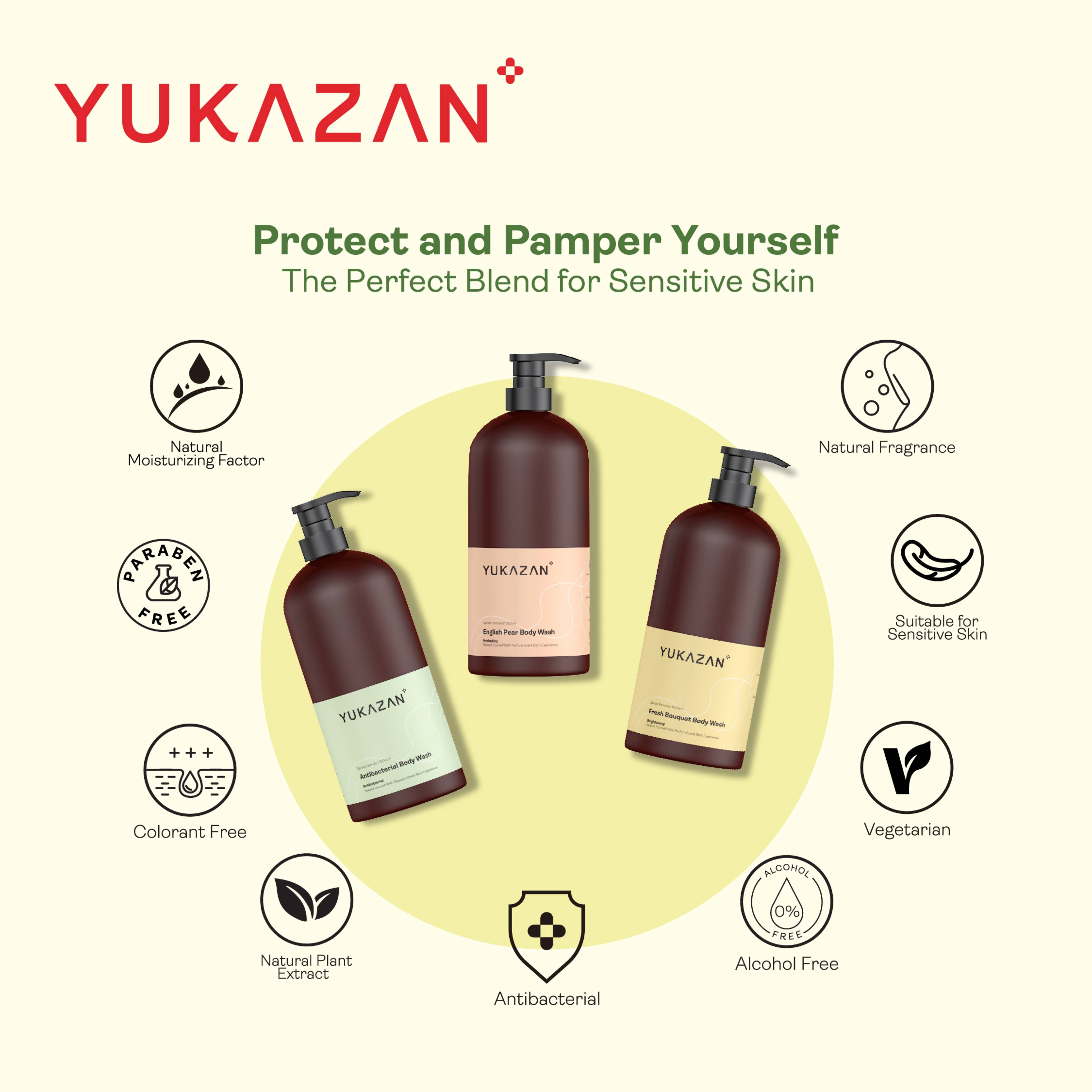 Yukazan Fresh Bouquet Body Wash 1000ml Shower Foam / Antibacterial and Alcohol Free / Body Shampoo - Yukazan Official Store