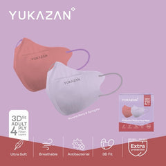 Yukazan Adult 4ply 3D Fit Morandi Berry & Spring Iris Protective Respirator Face Mask (20 Pcs/Box) - Yukazan Official Store