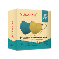 Yukazan Adult 4ply 3D Fit Sage & Pumpkin Protective Respirator Face Mask (20 Pcs/Box) - Yukazan Official Store