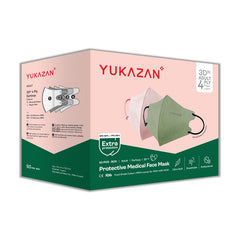 Yukazan Adult 3D Fit Morandi Green & Peach Pink Protective Respirator Face Mask (50 Pcs/Box) - Yukazan Official Store