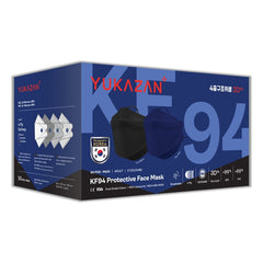 Yukazan Adult KF94 Navy Blue & Cool Black Protective Respirator Face Mask (50 Pcs/Box) - Yukazan Official Store